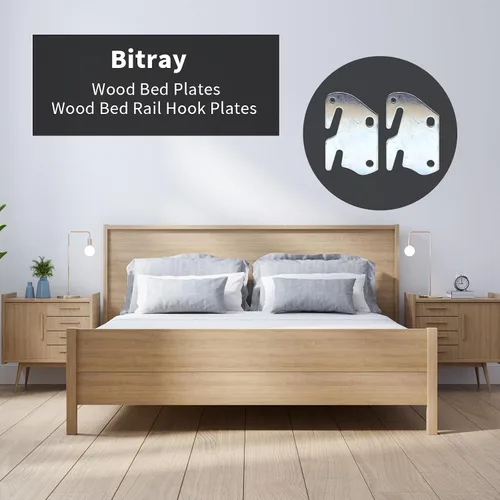Vista 5 de Bitray Placas de madera para cama de madera para riel de cama de madera, soporte de marco de cama, reemplazo de estribo - 4 piezas