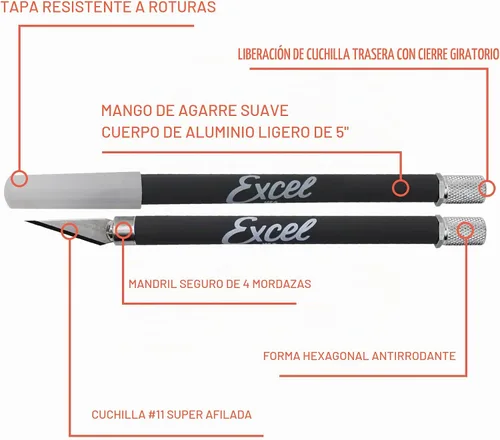 Vista 2 de Excel Blades K18 - Cuchillo para manualidades de agarre suave, color rojo