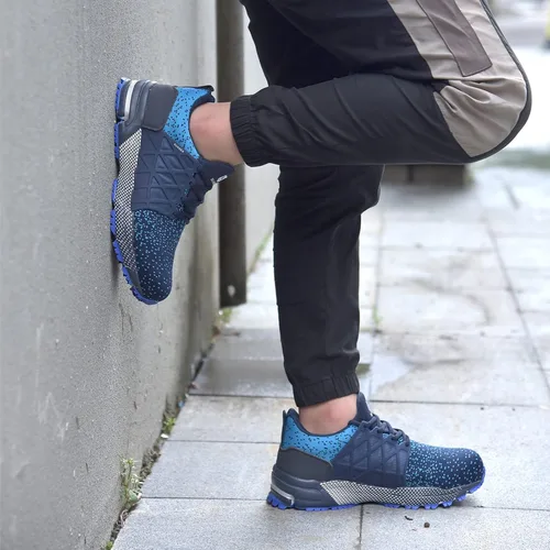 Vista 8 de SUADEX Zapatos de punta de acero indestructibles para hombres y mujeres, zapatos de trabajo ligeros para hombres, cómodos zapatos de seguridad