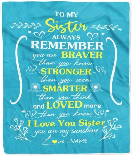 Vista 26 de Manta personalizada con texto en inglés «To My Sister from Brother I Love You Hugs» (texto en inglés) con texto en inglés «To My Sister», «I Love