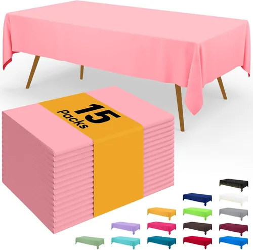 Vista 49 de Smiry - Juego de 6 manteles desechables, 54 x 78 pulgadas, manteles impermeables rectangulares para fiestas, cubierta de mesa de plástico