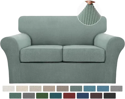 Vista 51 de Turquoize 2 fundas para sillas de sala de estar, funda de sofá con fundas de cojín individuales, funda de muebles para sillas (silla, beige biscotti)