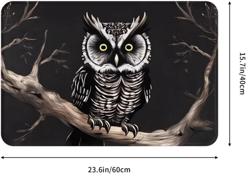 Vista 2 de Late Night Owl Indoor Doormat Washable Welcome Mats Non Slip Entryway Floor Mat Floor Outdoor Indoor Rug for Home Entrance, Outside Entry, Yard 23.6