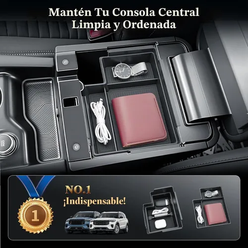 Vista 6 de BIBIBO Doble capa para organizador de consola central Ford Explorer 2025