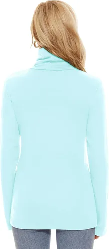 Vista 3 de Cuello de tortuga de algodón con forro polar para mujer, ropa interior térmica de manga larga, cuello alto, 12 paquetes