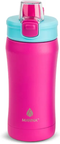 Vista 21 de Manna Botella de acero inoxidable con tapa de bloqueo a presión y boquilla para sorber - 16 onzas - Blazer Powder Coat