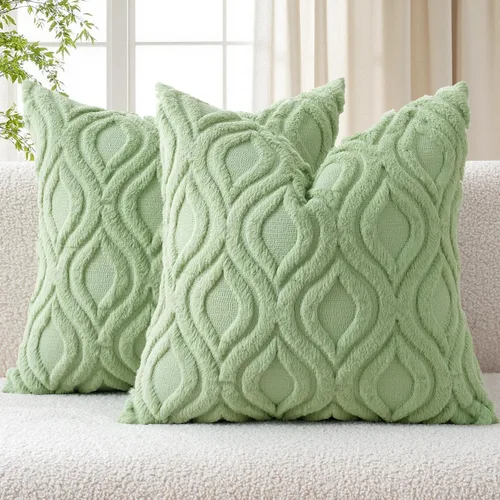 Vista 10 de MIULEE - Juego de 2 fundas de almohada de lana sintética suave y afelpada, fundas decorativas de estilo bohemio para sofá, sala de estar, cama, 16 x
