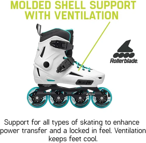 Vista 5 de Rollerblade Lightning - Patín en línea urbano para mujer, blanco y aguamarina