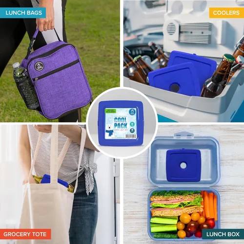 Vista 3 de Healthy Packers Bolsas de hielo delgadas reutilizables para loncheras para niños y adultos Paquetes de congelador finos de larga duración
