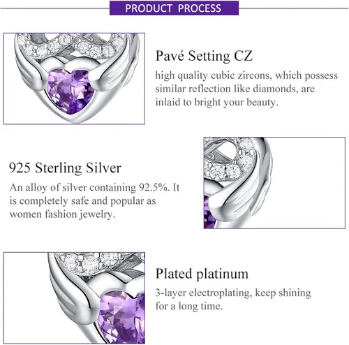 Vista 2 de Forever Queen - Abalorio de piedra de nacimiento para pulsera de abalorios de plata de ley 925 con corazón de amor infinito abalorios de feliz
