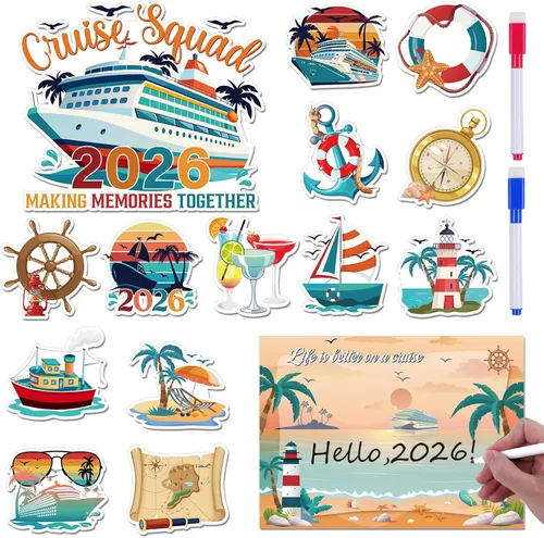 Vista 11 de Wxiben - Decoraciones magnéticas grandes para puerta de crucero, 6 unidades, decoración de puerta de crucero de navegación marítima, divertidos