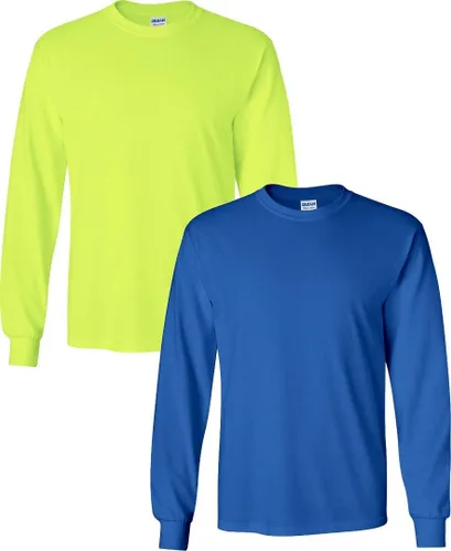 Vista 80 de Gildan - Camiseta de algodón y de manga larga para hombre, modelo G2400 (1) verde irlandés + (1) negro