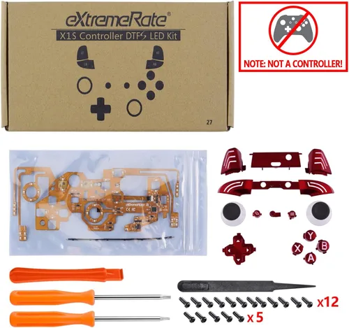 Vista 2 de eXtremeRate Multi-Colors Luminated Dpad Thumbsticks Start Back ABXY Action Buttons, Scarlet Red Classical Symbols Buttons DTFS (DTF 2.0) LED Kit for