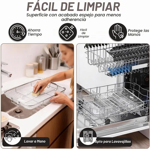 Vista 5 de P&P CHEF - Cesta para freidora de aire de 11.8 pulgadas para horno, estante para freidora de aire, 3 piezas