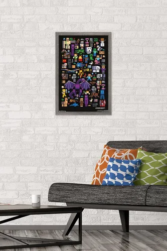 Vista 3 de Trends International Minecraft - Póster de pared de Mobbery, 14.725 x 22.375 pulgadas, versión con marco de madera tipo granero