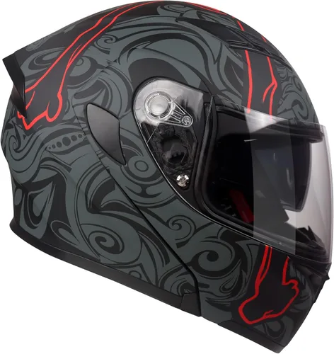 Vista 9 de KYPARA Casco modular de doble visera abatible de cara completa para motocicleta con certificación DOT de impresionismo