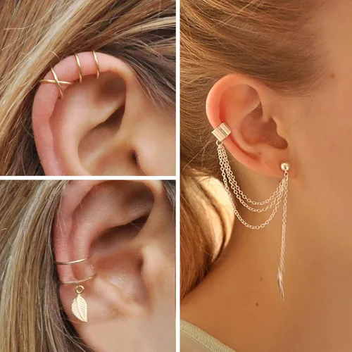 Vista 5 de IFKM 36 PCS Gold Plated Jewelry Set with 4 PCS Necklace, 11 PCS Bracelet, 7 PCS Ear Cuffs Earring, 14 Pcs Knuckle Rings for Women Girls Valentine