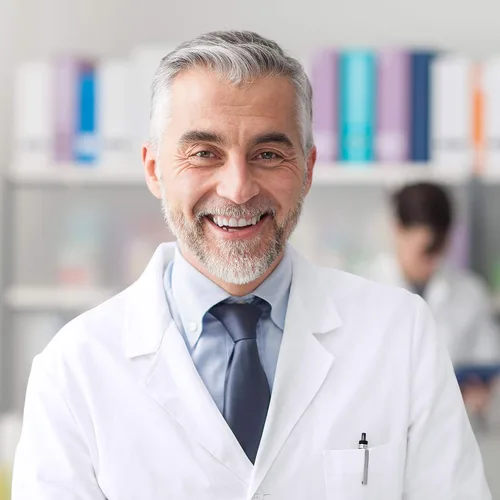 Vista 6 de NY Threads Abrigo de laboratorio profesional para hombres, abrigo médico largo de polialgodón de manga completa