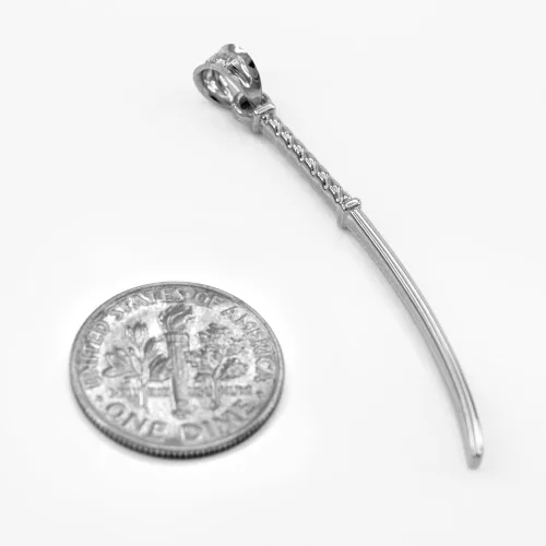 Vista 2 de Collar con colgante de espada larga Katana de plata de ley 925 maciza, 22 pulgadas