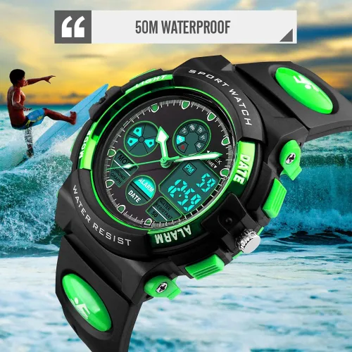 Vista 4 de PASNEW Kids WatchBoy Sports Waterproof WatchLED 50M Alarm Calendar Outdoors WatchWatches with Luminous