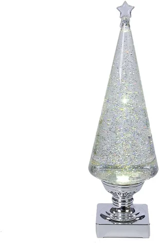 Vista 2 de Kurt Adler - Árbol de luz de lava a pilas, 14 pulgadas, transparente y plateado