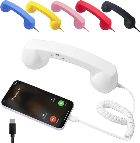 Vista 11 de Teléfono retro 2026, nuevo receptor de teléfono celular con micrófono y altavoz, teléfono retro vintage con cable, estilo teléfono fijo receptor