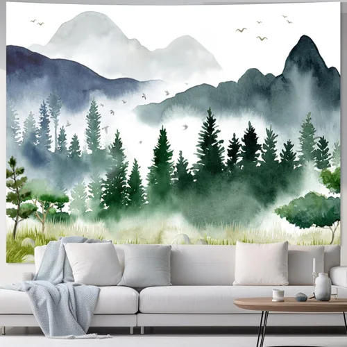 Vista 12 de Apdidl Tapiz de bosque para dormitorio, tapices de pared de hadas verdes Tapiz A-Forest