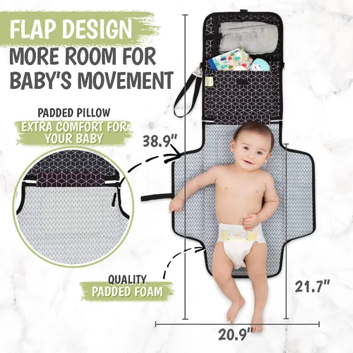 Vista 3 de KeaBaies - Cambiador de pañales portátil y organizador de pañales para bebé, tapete cambiador plegable impermeable para bebés, organizador grande