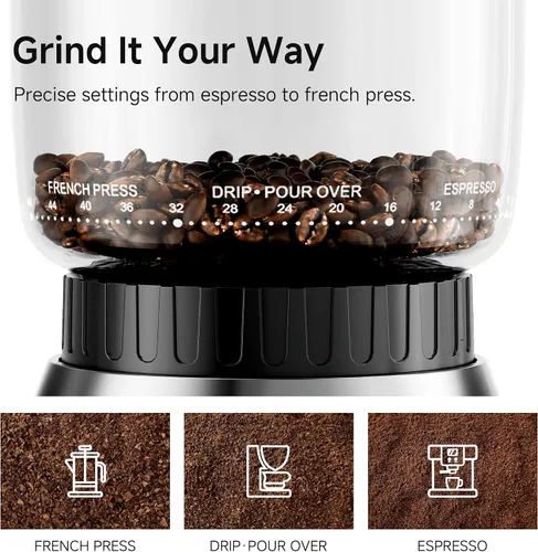 Vista 10 de HiBREW Molinillo de café eléctrico G7, 48 ajustes de molienda precisos