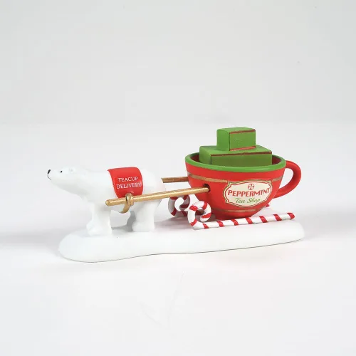 Vista 6 de Department 56 North Pole Village Accessories Teacup Delivery Service Figurine, 1.57 pulgadas, multicolor