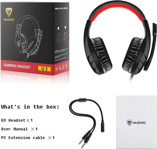 Vista 6 de NUBWO U3 - Auriculares de juego de 0138in para PC PS4 PS5 laptop Xbox One Mac iPad SwitchJuego de computadora micrófono flexible sobre la oreja