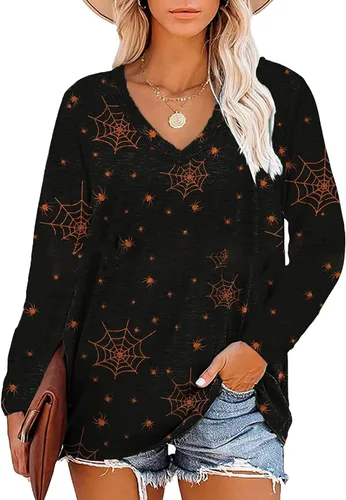 Vista 2 de UODSVP Sudadera de manga larga para mujer con estampado de Halloween