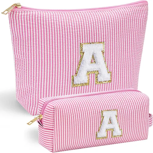 Vista 104 de YOOLIFE Regalos del Día de la Madre para Mujeres, Bolsa de Maquillaje con Iniciales, Bolsa de Maquillaje para Viaje, Bolsa de Maquillaje Negro