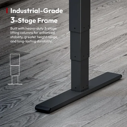Vista 4 de SANODESK Electric Height Adjustable 3-Leg L Shaped Standing Desk Frame, Support up to 330lbs, Sit Stand Ergonomic L Desk Frame Only, Black