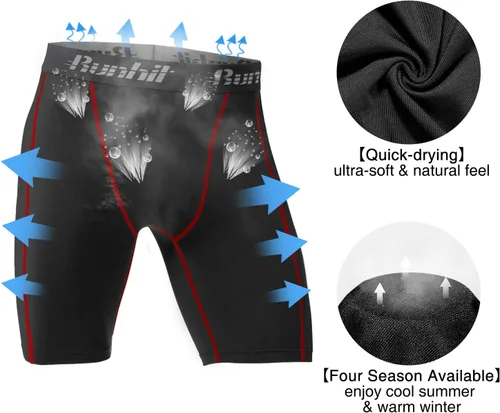 Vista 5 de Runhit - Pantalones cortos deportivos de compresión para hombre, ropa interior de elastano, pantalones para correr y entrenar