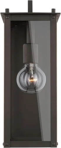 Vista 5 de Capital Lighting 934611OZ Hunt - Farol rectangular de pared para exteriores, cristal transparente, 1 luz de 100 vatios, 15 pulgadas de alto x 6