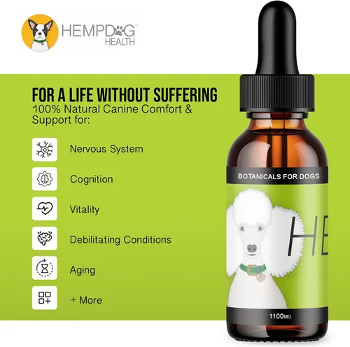 Vista 7 de HEAL - Aceite de cáñamo para mascotas para perros - Sistema inmunológico y apoyo para perros mayores - Equilibrio neurológico y suprarrenal - Gotas