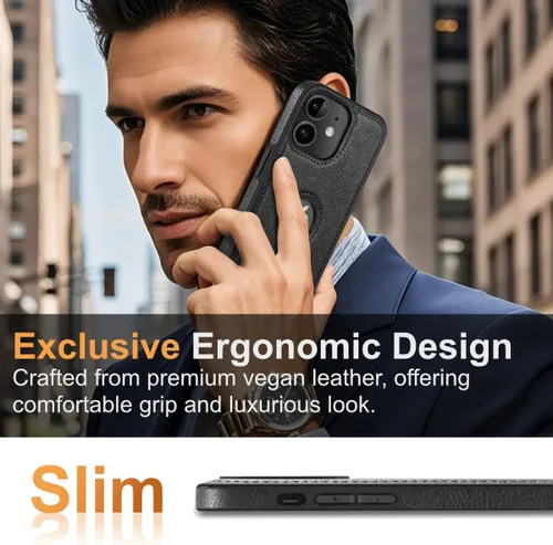 Vista 2 de Funda protectora de cuero de lujo con diseño único para iPhone 11, antideslizante, resistente a los arañazos, ultra delgada, funda protectora