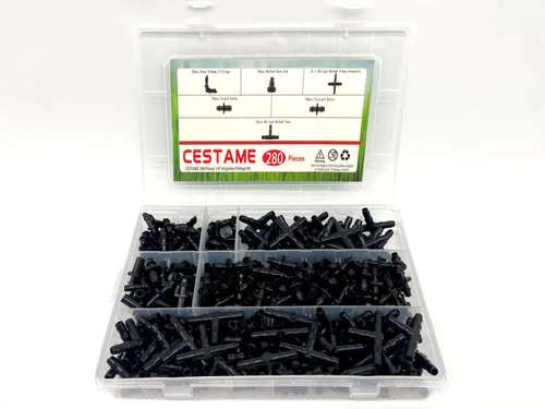 Vista 2 de Kit de 280 piezas de conectores con púas para accesorios de riego, conectores con púas de riego por goteo de 1/4'' kit de accesorios de tubería
