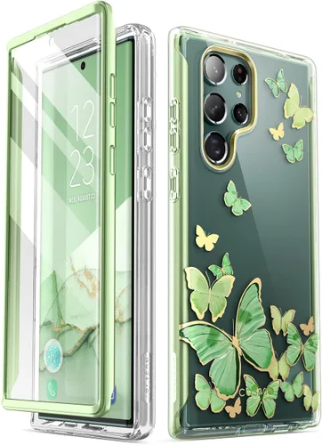 Vista 10 de i-Blason Funda para Samsung Galaxy S22 Ultra 5G (2022) con protector de pantalla integrado, diseño de purpurina de la serie Cosmo Slim protección