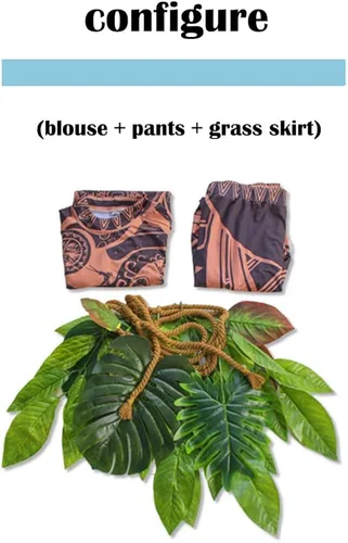 Vista 6 de LIFEPATH88 Maui Tattoo T-ShirtPants Halloween Cosplay Disfraz Adulto para Hombres y Mujeres Conjunto de peluca