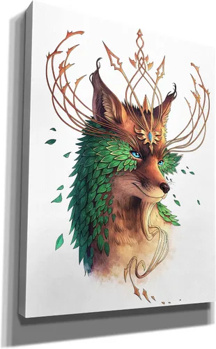 Vista 2 de Epic Graffiti 'Fox Colored' por JoJoesArt, lienzo para pared, 12 x 16 pulgadas