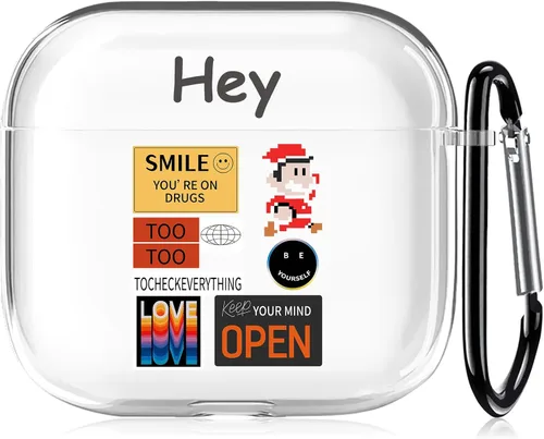 Vista 54 de Funda transparente para AirPods de 2ª generación de 1ª generación, diseño de gatito kawaii para mujeres, hombres y niños, funda de carga de TPU
