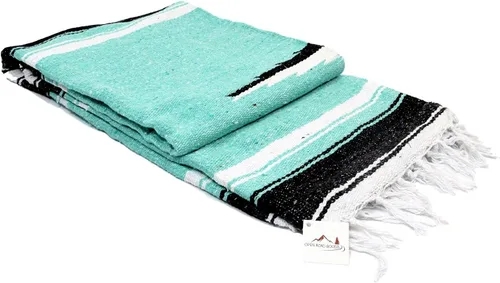 Vista 9 de Open Road Goods Manta de diamantes mexicanos – Manta de yoga pesada XL – Hecho a mano en México – Manta gruesa estilo serape bohemio estilo Saltillo