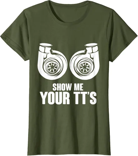 Vista 92 de Funny Show Me Your TT's Twin Turbo Car Racing Camiseta, Negro, S