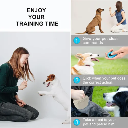 Vista 7 de Kit de Entrenamiento con Clicker para Perros Left&Right, Bolsa de Golosinas de Silicona para Entrenamiento de Perros y Clickers para Perros, Bolsa
