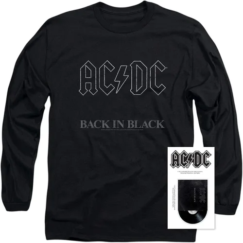 Vista 2 de Popfunk Classic ACDC Back in Black Logo Rock Album Camiseta de manga larga y pegatinas