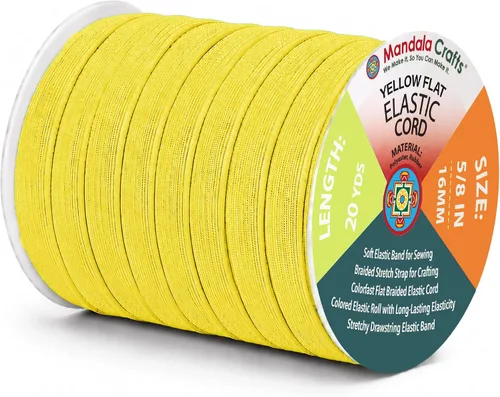 Vista 36 de Mandala Crafts 20 yardas 1/2 pulgada 0.472 in bandas elásticas beige