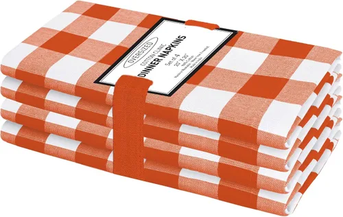 Vista 17 de Cotton Clinic Servilletas de tela 100% algodón, grandes, 20 x 20 pulgadas, juego de 4 servilletas de mesa a cuadros a cuadros – Servilletas de mesa