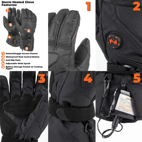Vista 3 de Mobile Warming Fieldsheer Storm - Guante eléctrico de poliéster Oxford de 300 denier, con calefacción por encima de la zona de calor superior